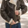 Rocky IV Sylvester Shearling Leather Bomber Jacket Zipper