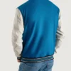 Roderick Sky Blue and White Varsity Letterman Jacket Back