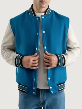 Roderick Sky Blue and White Varsity Letterman Jacket Main