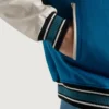 Roderick Sky Blue and White Varsity Letterman Jacket Rib
