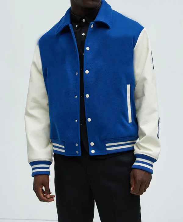 Royal Blue White Varsity Jacket For Mens Main