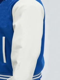 Royal Blue White Varsity Jacket For Mens Sleeves