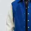 Royal Blue White Varsity Jacket For Mens Wool