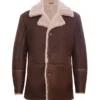 Shearling Coat Mens Brown With Fur Collar