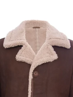 Shearling Coat Mens Brown With Fur Collar Collar