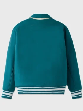Stylish Cambridge Green Varsity Lettermen Jacket Back