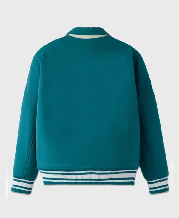 Stylish Cambridge Green Varsity Lettermen Jacket Back