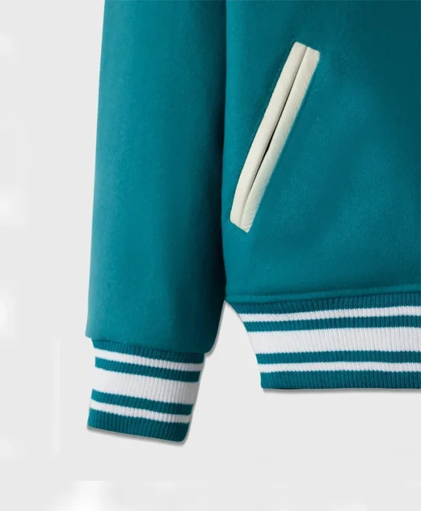 Stylish Cambridge Green Varsity Lettermen Jacket Pockets