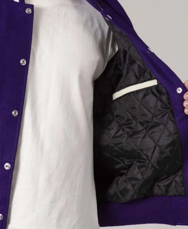 Stylish Purple And White Varsity Jacket Unisex Inner