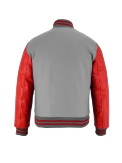 Stylish Red And Grey Lettermen Varsity Jacket Back