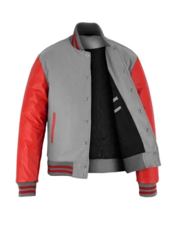 Stylish Red And Grey Lettermen Varsity Jacket Open