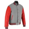 Stylish Red And Grey Lettermen Varsity Jacket Side