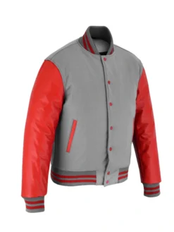 Stylish Red And Grey Lettermen Varsity Jacket Side