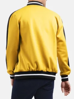 Trendy Black And Yellow Wool Varsity Jacket Back