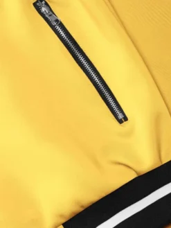 Trendy Black And Yellow Wool Varsity Jacket Cuffs