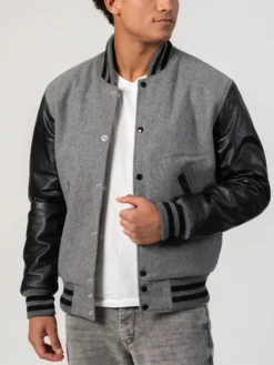Unisex Black And Grey Varsity Jacket Main
