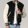 Unisex Black And White Varsity Lettermen Jacket Closure