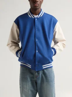 Unisex Blue And White Varsity Jacket Main