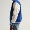 Unisex Blue And White Varsity Jacket Sleeves