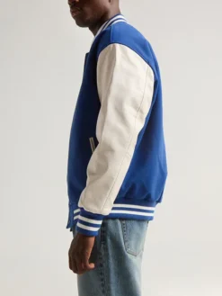 Unisex Blue And White Varsity Jacket Sleeves