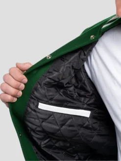 Unisex Green And White Lettermen Jacket Inner