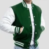 Unisex Green And White Lettermen Jacket Main