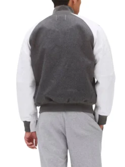 Unisex Light Grey Varsity Bomber Jacket Rib