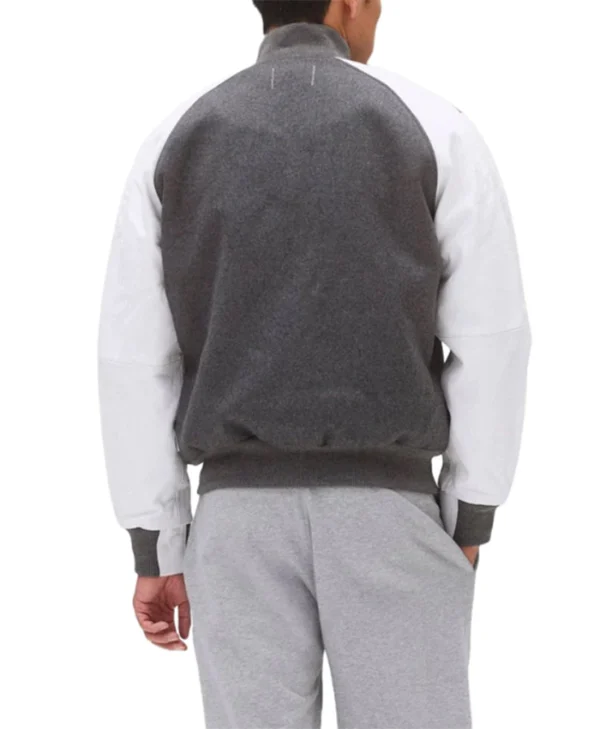Unisex Light Grey Varsity Bomber Jacket Rib