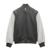 Unisex Light Grey Varsity Bomber Jacket Varsity