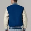 Unisex Navy Blue Varsity Lettermen Jacket Back
