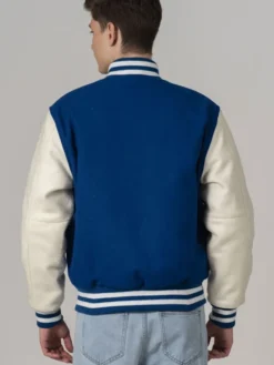 Unisex Navy Blue Varsity Lettermen Jacket Back