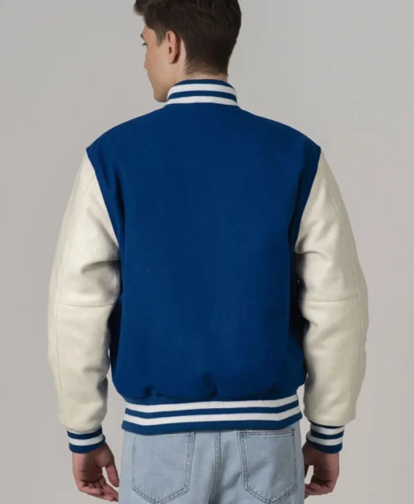 Unisex Navy Blue Varsity Lettermen Jacket Back