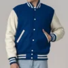 Unisex Navy Blue Varsity Lettermen Jacket Buttoned