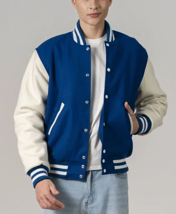 Unisex Navy Blue Varsity Lettermen Jacket Main