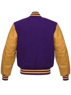 Unisex Purple And Gold Varsity Lettermen Jacket Back