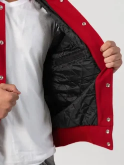 Unisex Red And Black Varsity Jacket Inner