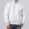 Unisex White Varsity Lettermen Bomber Jacket Buttoned