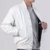 Unisex White Varsity Lettermen Bomber Jacket Inner