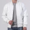 Unisex White Varsity Lettermen Bomber Jacket Main