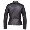 Womens Black Cafe Racer Leather Jacket Back