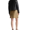 Womens Shirt Style Collar Black Leather Motorcycle Jacket Back