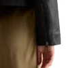 Womens Shirt Style Collar Black Leather Motorcycle Jacket Cuffs