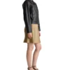 Womens Shirt Style Collar Black Leather Motorcycle Jacket Side