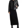 Womens Shirt Style Collar Black Leather Motorcycle Jacket Stand