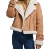 Womens Suede Brown B3 Bomber Shearling Leather Jacket Main