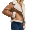 Womens Suede Brown B3 Bomber Shearling Leather Jacket Style