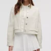 Womens White Corduroy Shirt Varsity Jacket Main
