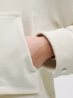 Womens White Corduroy Shirt Varsity Jacket Sleeves