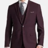 3 Piece Slim Fit Italian Burgundy Suit Mens Main