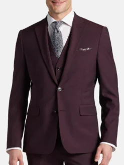 3 Piece Slim Fit Italian Burgundy Suit Mens Main